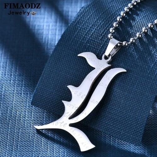 FIMAODZ Classic Anime Death Note Necklace Kira Stainless L Steel English Letter Pendant Beads Chain Necklaces Cosplay Jewelry