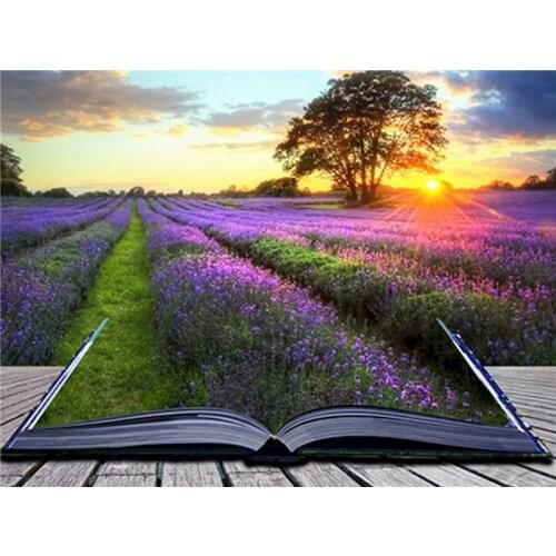 GATYZTORY Purple Flower Book Landscape Diy Painting By Numbers Handpainted Home Decor Oil Paint Kits On Canvas Unique Gift