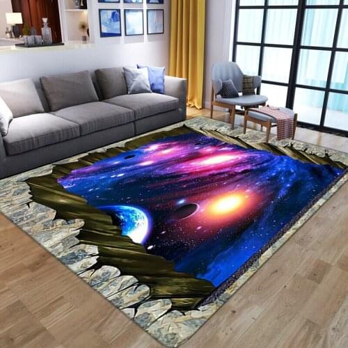 Nordic 3D Carpet Kids Room Play Area Rug Galaxy Space Print Home Floor Mat Soft Flannel Anti-slip Decor Carpets for Living Room