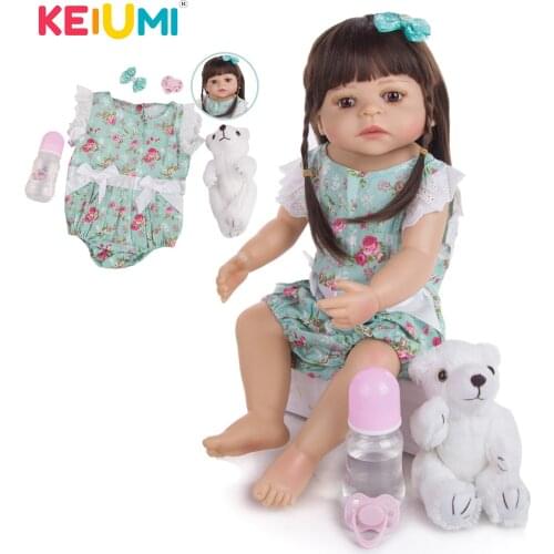 22 Inch Reborn Baby Dolls Waterproof Full Body Silicone Reborn Bebe Dolls Toy KEIUMI Specially Gift To Kids Birthday