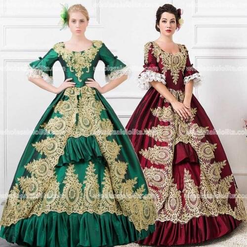Top Sale Wine Red/Green Gorgeous Rococo Century Marie Antoinette Wear Ball Gown Princess Evening Gown
