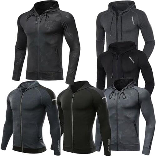 Men Jacket Sports Outdoors Running Gym Joggers Fitness Coat Male Sportswear Hat MMA Dry Suit