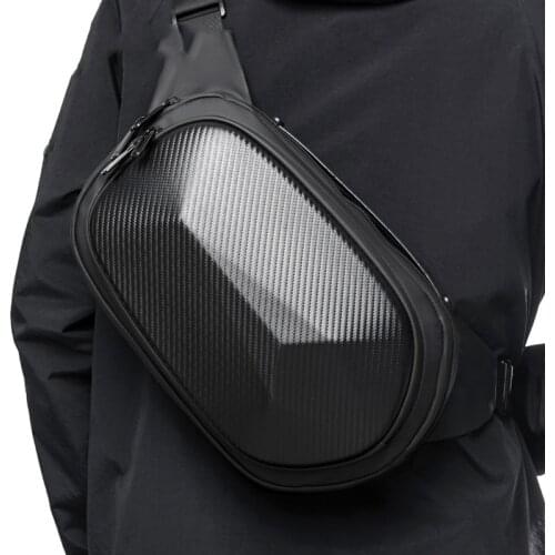 REJS LANGT Waterproof Riding Chest Bag Men Hard Shell Polyhedron Crossbody Bag Anti-Theft Shoulder Sling Bags Short Trip Pack