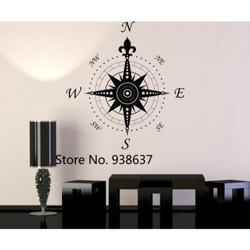Compass Rose Wall Stickers Living Room Removable Home Decoration Geography Travel Vinyl Stickers Art Decor Mural Wallpaper ZA950