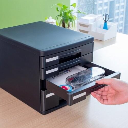 Desktop File Cabinet A4 Data Storage Box Storage Organizer Plastic Drawer Cabinet Four-layer Stationery Box Office Supplies