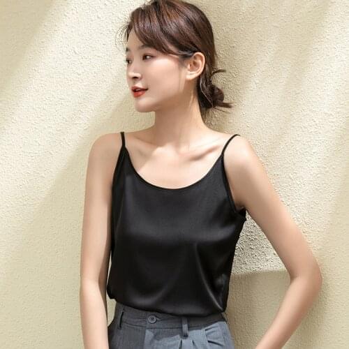 2021 Summer New Silk Camisole for Women Satin Camis Plus Size 6XL Casual Tops Solid Color Sleeveless Tanks Female Soft Clothing