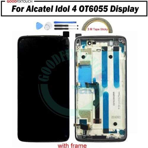 Original For Alcatel One Touch Idol 4 6055 OT6055 6055H 6055I 6055K Display with frame + tools +3M tape,100% test ok before ship
