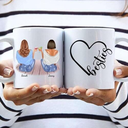 Personalized Mugs Best Friends 2/3 Girls Forever Ceramic Coffee Mug Cute Cups Gift Sit New Creative 11OZ / 15OZ R2066