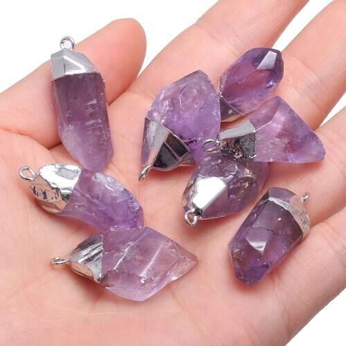 Natural Stone Pendant Irregular Amethysts Pendant For Jewelry Making Charms DIY Necklace Bracelet Anklet Accessory