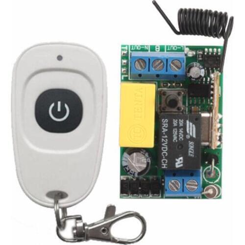 AC220V RF Wireless Mini Switch Relay Receiver Remote Controllers For Light switch With White Waterproof Transmitter