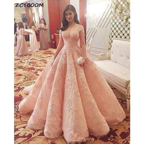 Pink Quinceanera Dresses 2021 Elegant Ball Gown Sweet 16 Formal Party Night Ceremony Graduation Appliques Lace Long Prom Dress