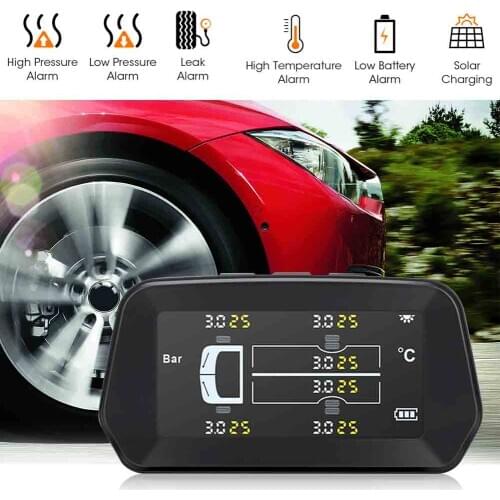 Solar TPMS Color LCD Tyre Pressure Monitoring System with 6 External Sensors Monitoring Car Tire Pressure Gauge