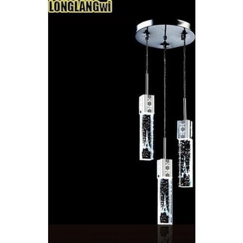 Modern minimalist led three creative crystal Pendant Lights lighting bubble column Bar Interior Lighting