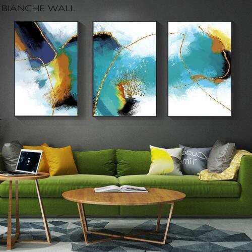 Modern Minimalist New Chinese Retro Abstract Color Block Print Poster Canvas Painting Wall Art Picture for Living Home Decor