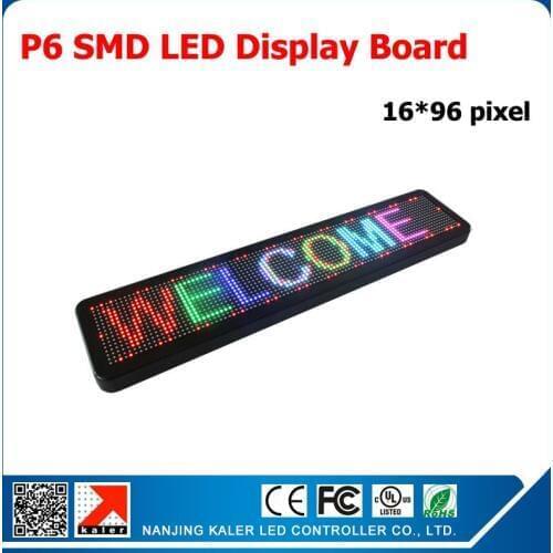 Kaler Super bright P6 3in1 RGB full color 1/8 scan P6 led panel scrolling message led signboard 96*576mm indoor led sign
