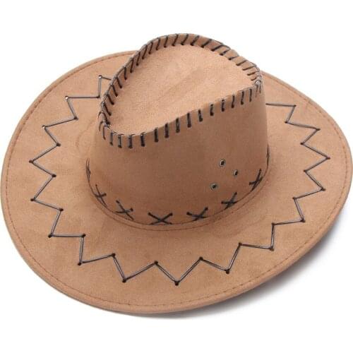 High Quality Western Suede Cowboy Hat Women Men Fashion Wide Brim Jazz Hat Felt Fedora Cap Party Festival Fancy Dress Accessory