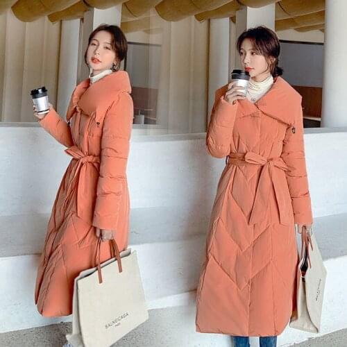 Women 2021 Winter Fashion Long Cotton-padded Coats Female Thick Warm Slim Parkas Ladies Solid Color Casual Oversize Jackets U376