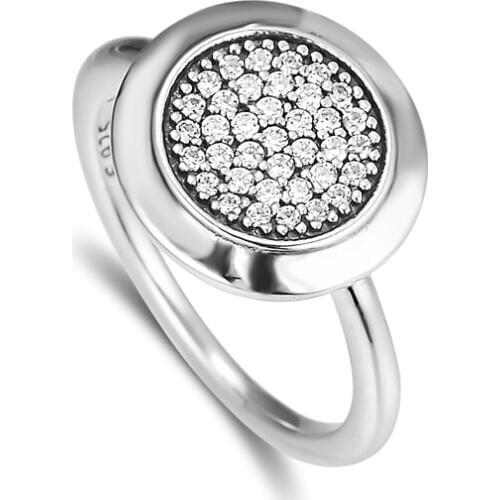 Genuine 925 Sterling Silver Signature Ring with Clear CZ Silver Rings for Women Girls Party Gift trinket jewelry anillos