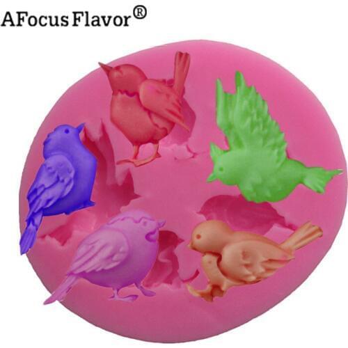 1Pc 5 Lovely variety of bird-shaped cake Fontaine soap Soap Silicone Handmade Kitchen Decoration Tools