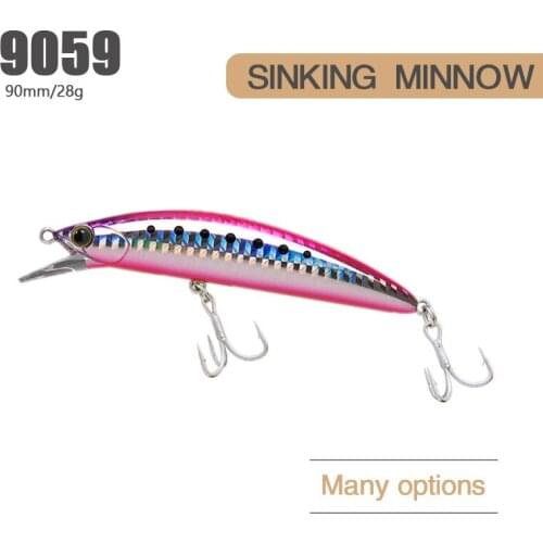 1PCS SinKing Minnow Fishing Lures 28g 90mm Wobbler Isca Artificial Bait Crankbait Swimbait Peche for Sea Bass Pike 2021 New