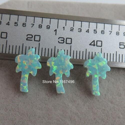 50pcs /lot OP03 Moon Yellow Coconut & Palm Tree Fire Opal 8x13mm Palm Tree Opal Stone Synthetic Coconut Tree Opal for Necklace