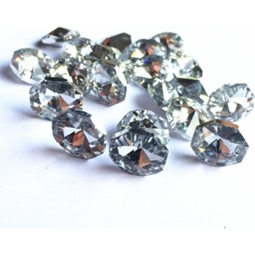 500pcs Top Quality 14mm K9 Crystal Octagon Plated Silver Beads In Two Holes K9 Crystal Lamp & Accessories Diy Beads For Curtain