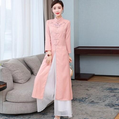 AO Dai Long Cheongsam Traditional China Style Party Qipao Robe Oriental Womens Elegant Evening Dress Vestido Plus Size V1964