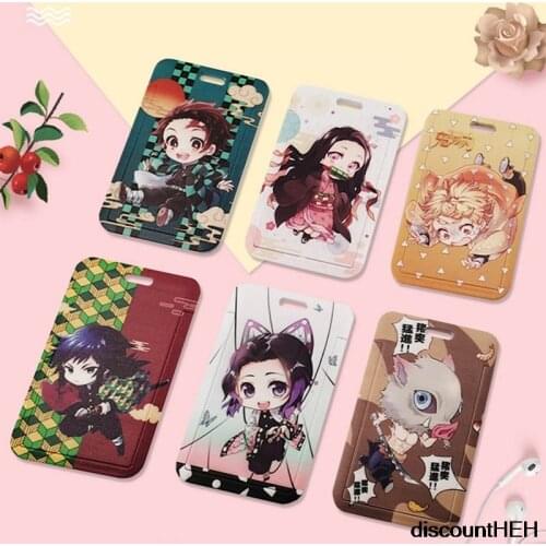 Anime Demon Slayer: Kimetsu No Yaiba Tanjirou Nezuko Acrylic Card Holder Bus Pass Business Card Case Keychain Bag Of Pendant