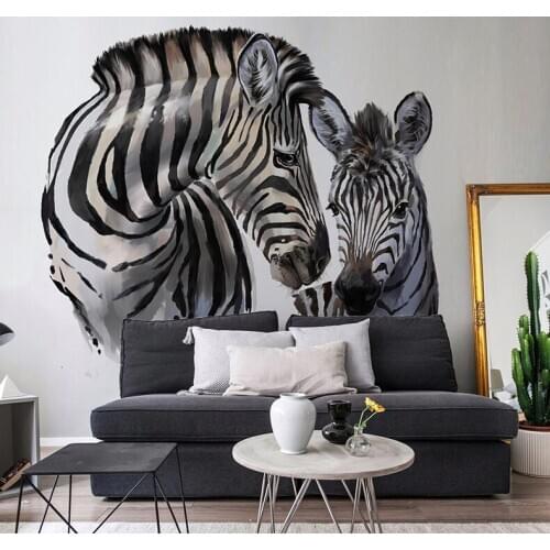 Bacal Double Zebra 3d Animal Wallpaper Mural for Living Room Background 3d Wall Photo Mural wall paper 3d Home Stickers
