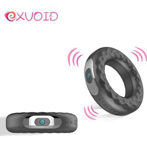 EXVOID 10 Frequency Delay Ejaculation Cock Silicone Rings Strong Vibrator Sex Toys for Men Male Erection Penis Vibrating Ring