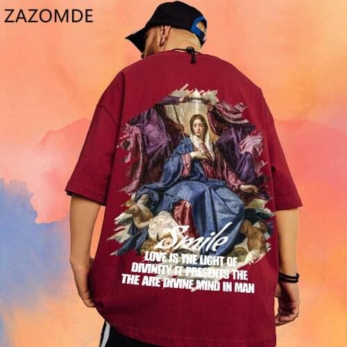 ZAZOMDE Hip Hop T Shirt Men Streetwear Oversize Cartoon Print Tshirt Short Sleeve Cotton Loose Tees Summer High Street Clothing