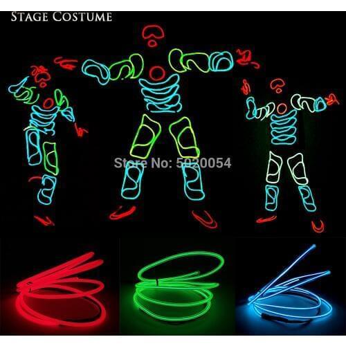 Drop Shipping Men Women Luminous Clothing EL Wire Led Performance Costume Light Up Dance Clothing For Night Club Dance Show