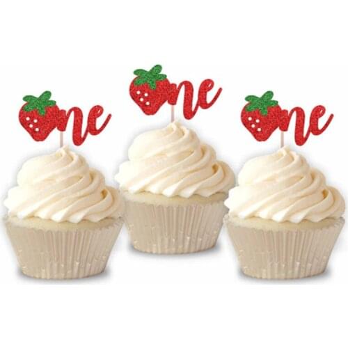 Personalised Strawberry Cupcake Toppers, Custom Birthday Cupcake Toppers, 1st Birthday Decor, Strawberry Party, Strawberry Theme