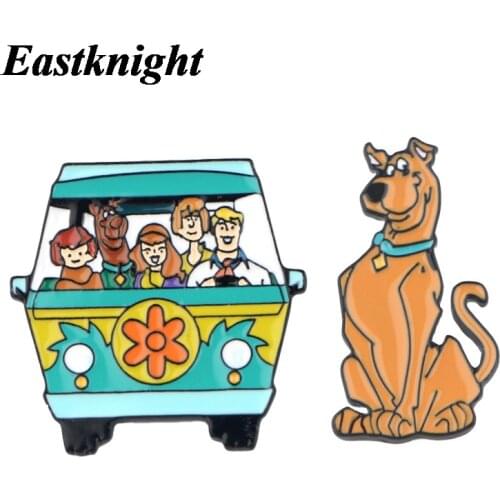 K1394 Eastknight Cartoon Funny Dogs and Car Enamel Pins Metal Cute Collar Pins Brooches Jewelry Lapel Pin Badge Jewelry 1pcs