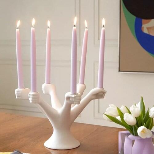 Ceramic Crafts 7-Arm Candlestick Home Decor Bedroom Living Room Dining Table Decoration Candle Holder Nordic Style Art Ornament