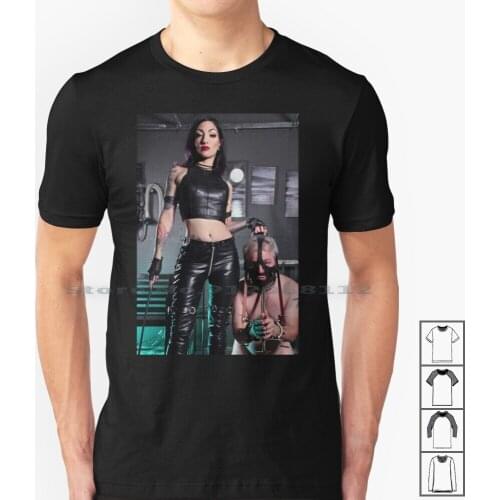 Leather Dominatrix Cybill Troy With Bound Slave T Shirt 100% Cotton Bdsm Dominatrix Leather Fetish Femdom Gimp Slave Bondage
