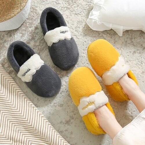 Men House Slippers Warm Couples Fluffy Cozy House Bag Heel Fleece Floor Non-Slip Plush Cotton Shoes Suitable Indoor and Outdoor