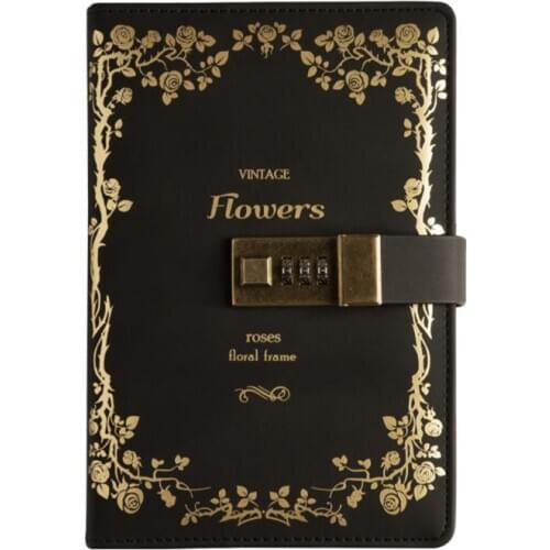 2021 New B6 Retro Notebook with Password Lock Leather Cover Traveler Diary Planner Agenda School Supplies Gift Stationery