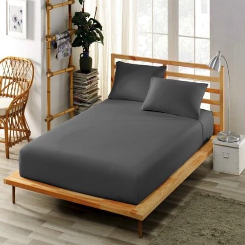 Fitted Bed Sheet Cotton Jersey King Size Double Twin Mattress Cover Soft Dark Gray