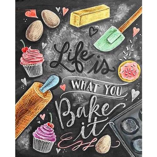 JMINE Div 5D chalkboard Blackboard Cooking Cake Full Diamond Painting cross stitch kits art Scenic 3D paint by diamonds