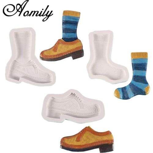 Aomily Stockings Leather Shoes Silicone Molds Cake Chocolate Mold Wedding Cake Decorating Fondant Sugarcraft Soap Baking Tools