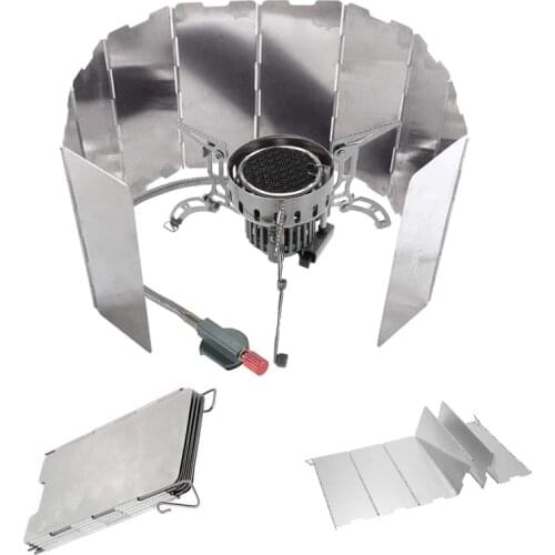 Camping Windshield Folding Stoves Outdoor Cooking Portable Wind Guard Aluminum Alloy Lightweight Hiking Picnic BBQ Cooker