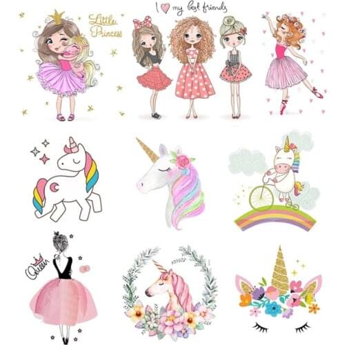 Thermal Patches Thermo-Stickers On Clothes Iron Patch Shirt Iron Cartoon Decoration Girls Badge Decal Lovely Stripes On Jeans