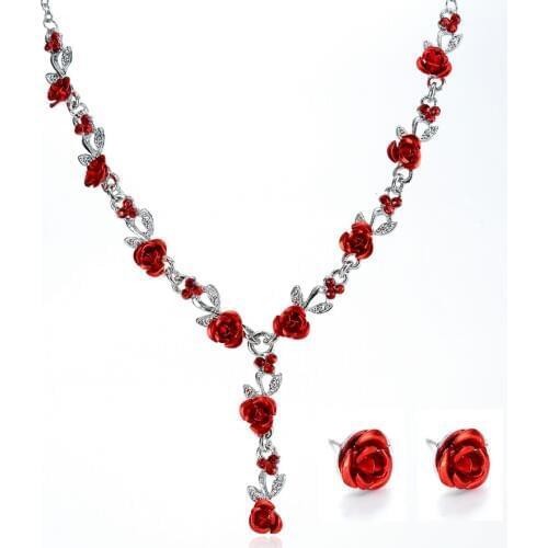 Vintage Necklace Earrings Wedding Bridal Elegant Jewelry Sets For Women Flower Necklace Marriage Beads Jewelry Set Fashion