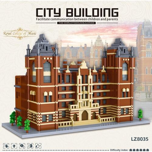 4823pcs World Famous School Building Royal Conservatory of Music 3D Model Assembled Building Blocks DIY Toy Bricks Collection
