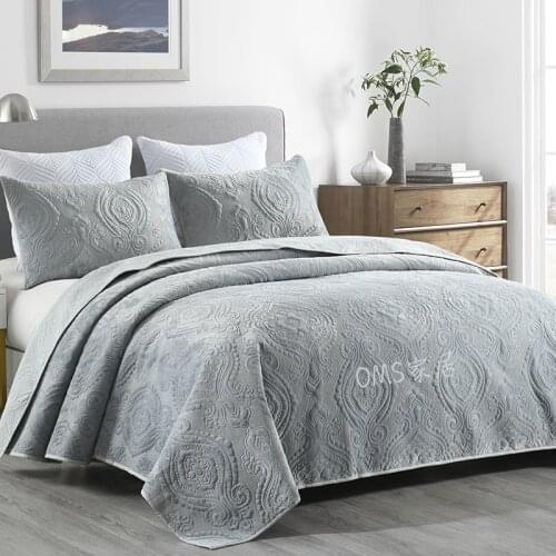 High quality bed cover velvet one side Cotton Quilted quilts sets three piece set bed spreads bedspread
