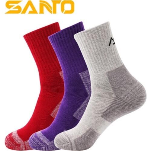 Women Sports Socks (3 Pairs/lot) SANTO/S006 Warm Cotton Quick Dry Outdoor Climbing Hiking Socks