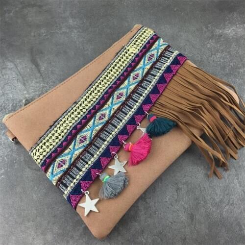 Winter lady beach tassel straw handbag Hippie Gypsy Women Tote Bags BOHO Ethnic Bag shoulder Bag crossbody bags