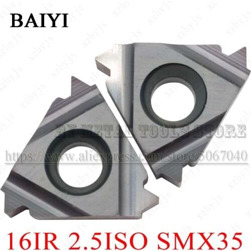 10pcs 16IR 2.5ISO SMX35 thread inserts 2.5mm Pitch internal external thread Lathe Cutter Tools thread blade for stainless steel