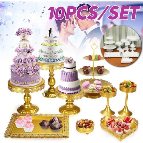 10Pcs Gold White Metal Cupcake Cake Holder Dessert Stand Wedding Event Party Display Tower Plate Wedding Dessert Table Decor